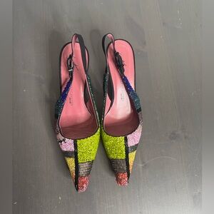 Vicini Design by Giuseppe Zanotti Beaded Slingback Heels Pumps Colorblock